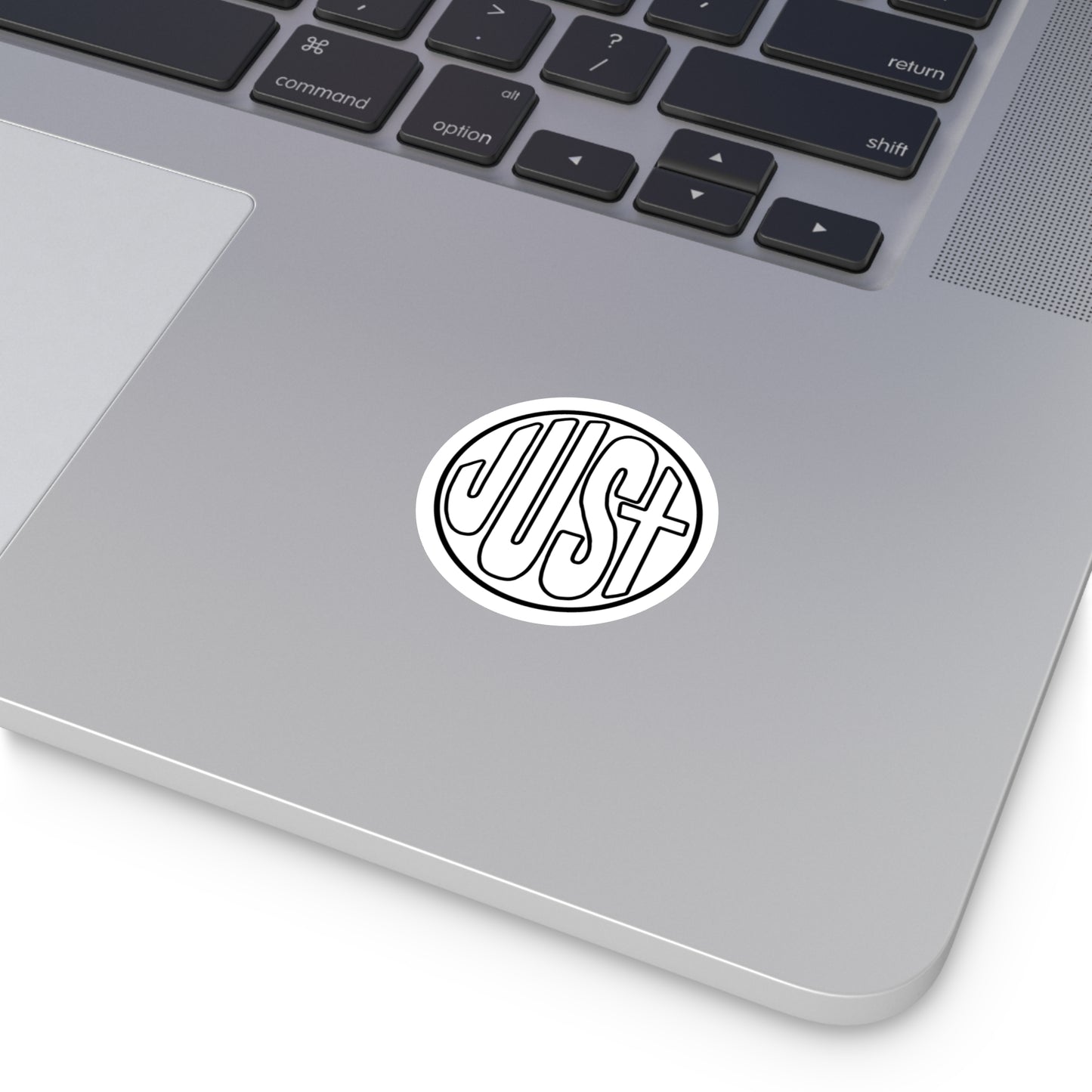 Round White Just Vinyl Sticker