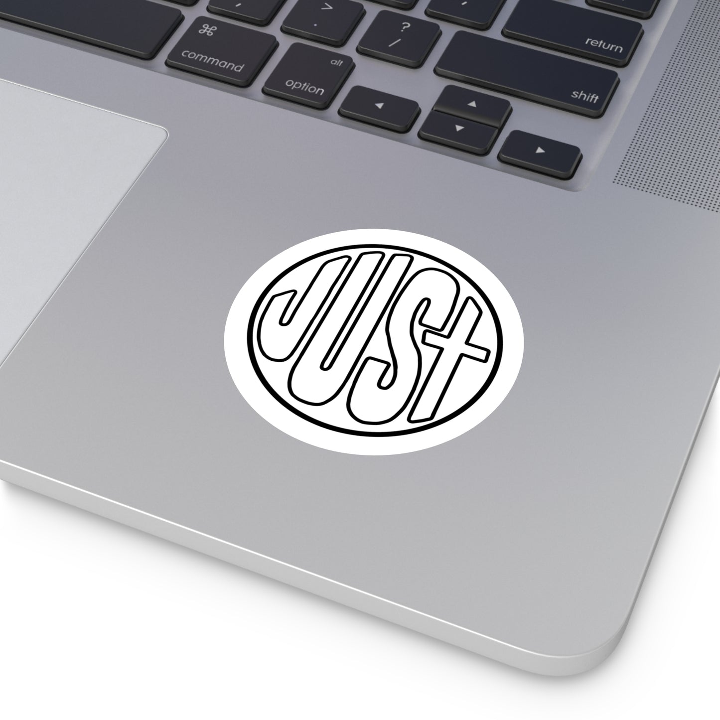 Round White Just Vinyl Sticker